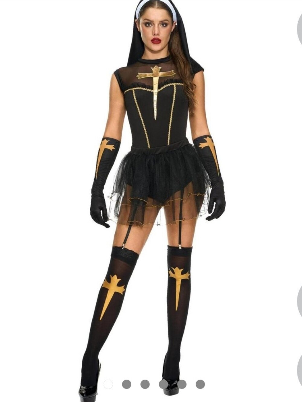 Black Nun Womans Costume - Black with Gold Accents